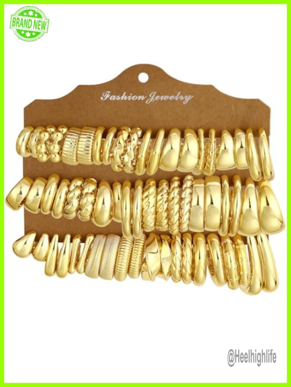 30 Pair Gold Tone Hoop Earring Set Resin Chunky Huggie Multipack Gift
